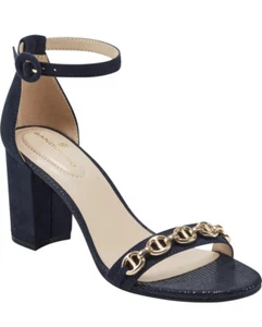 Bandolino Women Abilyn2 Chain Block Heel Sandal SZ 8 Blue Open Toe Ankle Strap - Picture 1 of 5