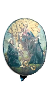 Altes altes Gelübde auf bemaltem Leder Madonna und Heilige - Bild 1 von 9