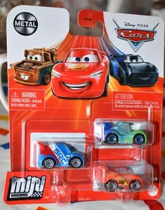 Disney Pixar Cars Mini Racers Raoul, CARLA VELOSO & McQUEEN METAL 3 Pack NEW - Picture 1 of 6