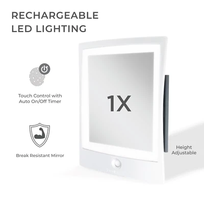 Zadro Fogless LED Light Shower Mirror with Wall Mount and Rechargeable - Image 1 of 4