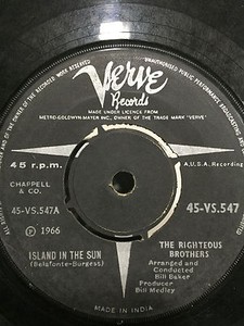 THE RIGHTEOUS BROTHERS what now my love/island in the sun RARE SINGLE  INDIA VG+