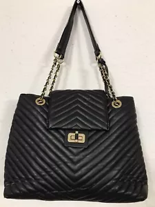 Jessica Simpson Gray Quilted PVC Large tote Shoulder Purse organizer Chain Strap - Picture 1 of 15
