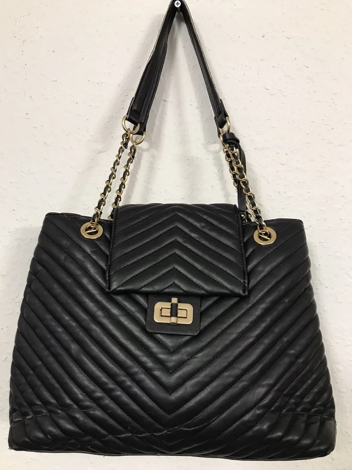 Jessica Simpson Gris Acolchado PVC Grande Bolso de Hombro Cartera Organizador Correa de Cadena Foto 1 de 4