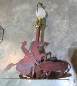 Laser Cut Steel Western Lamp Cowboy Roping Steer rustic (ZZ-1) - Picture 1 of 4