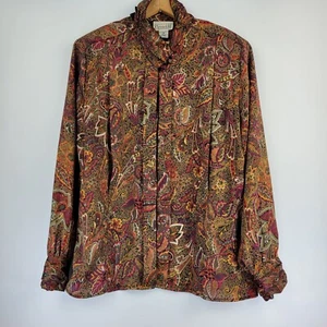 Blusa para mujer Christie & Jill talla 16 con botones estampado cachemir DEFECTUOSA - Imagen 1 de 15