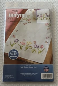 Janlynn Estampado Para Bordar Tulipán Jardín Cómoda Bufanda 14" X 35" 021-1115 NUEVO - Imagen 1 de 4