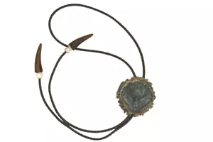 Western Bolo Krawatte mit Lederseil Cowboy Halskette aus echtem Geweih - Bild 1 von 6