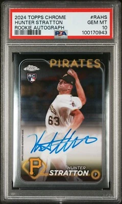 HUNTER STRATTON - 2024 TOPPS CHROME ROOKIE AUTOGRAPH PSA 10 - Image 1 of 2