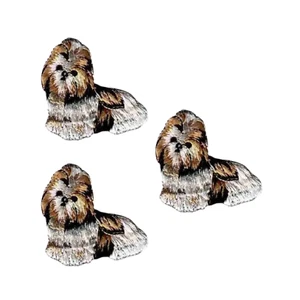 Tan, Black and White Shih Tzu Dog (3-Pack) Iron on Patch - Picture 1 of 4