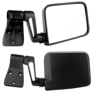 Manual Side View Black Door Mirrors pair For 87-02 Jeep Wrangler Pair Set - Picture 1 of 8
