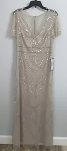 ADRIANNA PAPELL Women’s beaded Long Gown —-mother of The bride—Size 12—Biscotti - Picture 1 of 6