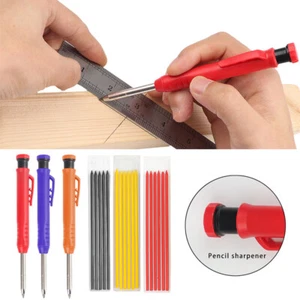 Solid Carpenter Pencil 6Refill Leads forConstruction Built-in Sharpener Drawing✔ - Picture 1 of 18