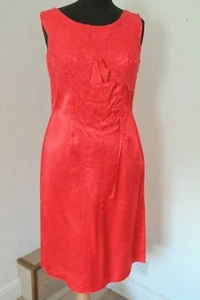 Original 1960's Vintage Cerise Satin Cocktail Dress Size 8 - Picture 1 of 6