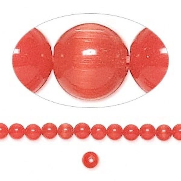 1 Std(100) Orange Cat's Eye Fiber Optic Glass 4mm Round Grade A Beads - Image 1 of 1