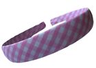 Pink Alice Band Headband 1 Inch Wide Hair Band White Gingham Big Check School