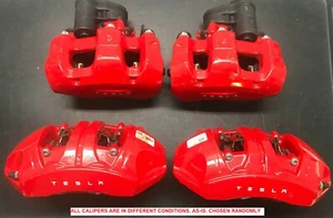 OEM Tesla Model 3 , Y BREMBO 17-22 Performance Red Brake Caliper Only Set of 4 - Picture 1 of 12