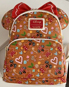 Neu mit Etikett Disney Loungefly Weihnachten Urlaub Lebkuchen Mini Rucksack & Ohren Set - Bild 1 von 8