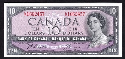 Canada 1954 $10 Ten Dollar Banknote Beattie - Coyne L/D 1662457 - Image 1 of 2
