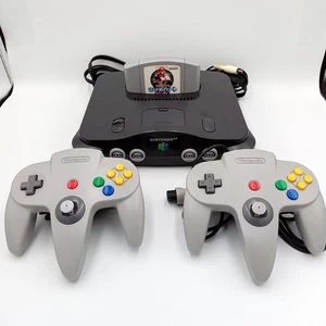 Nintendo 64 Black Console System With 2 Controllers & Mario Kirt NTSC-J Working - Picture 1 of 14
