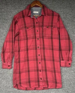 Outerknown Damen Deckenhemd dick Flanell rot Knopfleiste Baumwolle kariert lang S - Bild 1 von 10