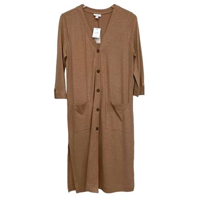 NUEVO CON ETIQUETAS J. Jill Pure Jill Beige Algodón Orgánico Cáñamo Plumero Cárdigan Suéter Talla S  Foto 1 de 4