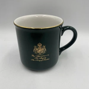 Gevalia Green Mug Cup Coffee Tea Gold Accents Appointment King of Sweden - Foto 1 di 6