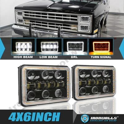 Par de faros LED Hi-Lo DRL de 4x6" para Buick Regal Grand National intermitente Foto 1 de 4