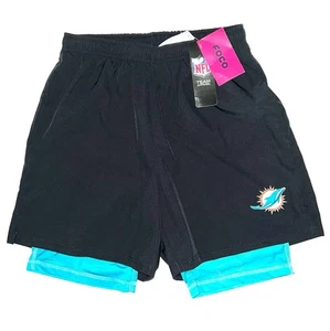 Rare NWT Miami Dolphins x NFL Team Apparel Black w/Aqua Liner Shorts M Sold Out - Picture 1 of 8