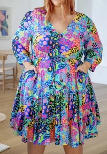 Proud Poppy Stufenkleid Electric Leopardenmuster Größe 22 - Bild 1 von 4