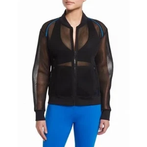 Alala Designer Mesh Bomberjacke Reißverschluss vorne Athleisure schwarz Fallschirmsprung X-Small - Bild 1 von 11