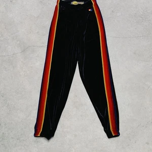 Pantalones deportivos clásicos de terciopelo Aviator Nation para mujer S azul marino terciopelo 5 rayas - Imagen 1 de 11