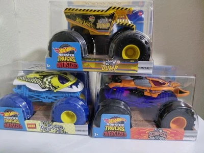 Lote 3 Hot Wheels Monster Trucks Escala 1:24 Piranah Gotta Dump Scorpedo 2022/2023 Foto 1 de 4