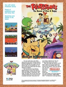 1991 Flintstones The Rescue Of Dino & Hoppy NES Original Ad / Promo v1