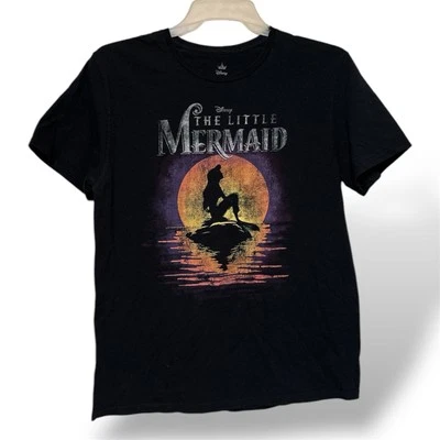 Disney La Sirenita Ariel Princesa Silueta Puesta de sol Camiseta Negra Adulto L Foto 1 de 2