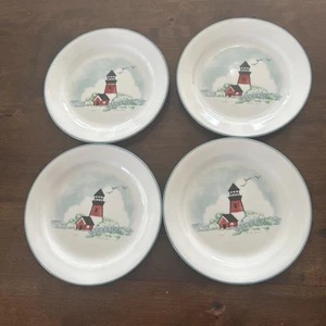 Corelle "Outer Banks" Salad/Dessert Plates w/ Lighthouse Lot of 4 Very Good - Imagen 1 de 6