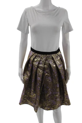 Marni Women A-Line Pleated Black Floral Midi Skirt Size 6 - Image 1 of 4