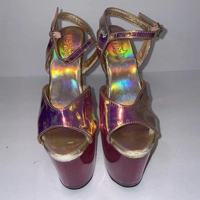 Zapatos sandalia PLEASER UNICORN-711T para mujer 7" tacón unicornio plataforma correa al tobillo Foto 1 de 4