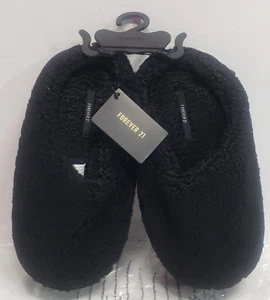Forever 21 schwarze Schuhe/Slipper Damen med. plateau indoor/outdoor kunstfell neu mit etikett - Bild 1 von 11