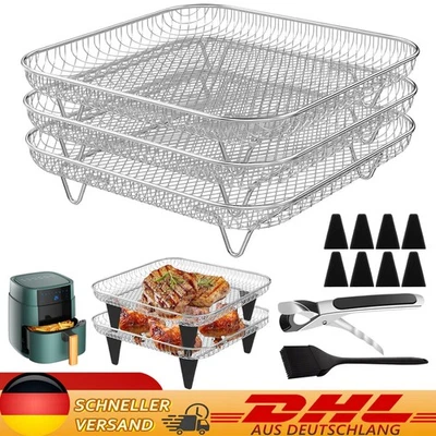Rund/Quadratisch Air Fryer Grillrost Zubehör Edelstahl Heißluftfritteuse Rack - Bild 1 von 4