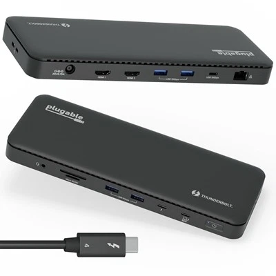 Plugable Tbt4-Ud5 Thunderbolt 4 Dual Monitor 2X 4K Or 1X 8K 96W Usb-C Pd Docking - Image 1 of 1