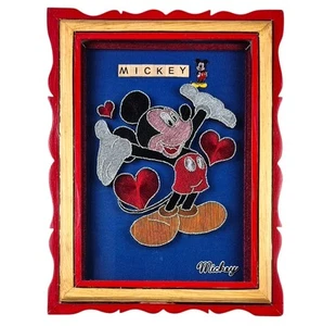 Vtg MCM Disney Mickey Mouse Wood Framed Masterful String Art Signed Mickey 21x16 - Picture 1 of 15