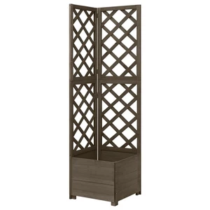 Corner Trellis Planter Grey Solid Fir Wood 40x40x150 cm Outdoor Garden with Box - Picture 1 of 10