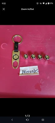 Juego de 4 cubiertas de vástago de válvula y llavero de aluminio Mercedes Benz Foto 1 de 2