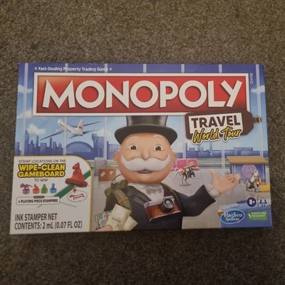 Monopoly Travel World Tour Board Game with Ink Stampers Hasbro Gaming New in Box - Image 1 of 4