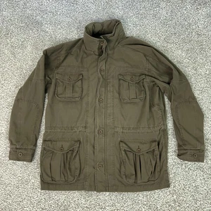 LL Bean Jacket Mens Large Brown Field Utility Cotton Lined Roll Hood Hiking Top - Picture 1 of 8