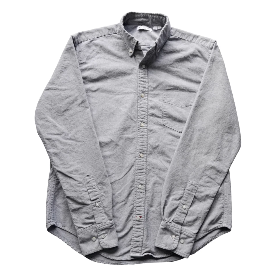 Gustin Shirt Large Gray Mens Button Down Long Sleeve 100% Cotton Made USA Casual - Image 1 of 4