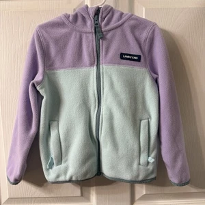 Lands’ End Fleece Hoodie Jacket 5T Purple Mint Full Zip Girls Toddler - Picture 1 of 5