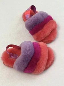 UGG Baby Kleinkind Kinder Fluff Yeah Slide Hausschuhe in Pink Lila Größe USA 7 Neu - Bild 1 von 6