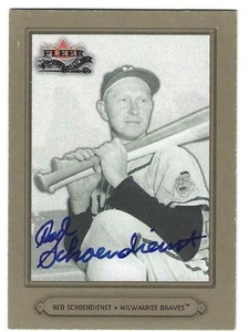 Tarjeta clásica firmada Red Schoendienst Milwaukee Braves 2002 Fleer Fall #17 con certificado de autenticidad - Imagen 1 de 1