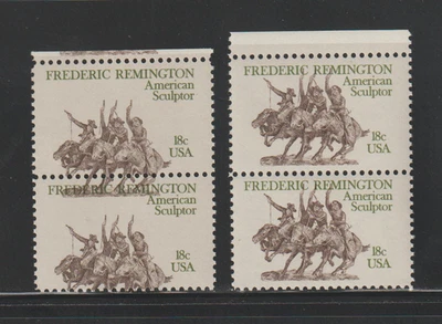 US EFO ERROR Stamps #1934 Frederic Remington: Color Shift & Normal pairs. MNH - Image 1 of 2
